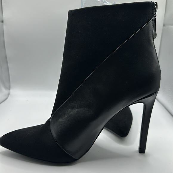 ZARA Black Suede & Leather Ankle Boots - Picture 5 of 10